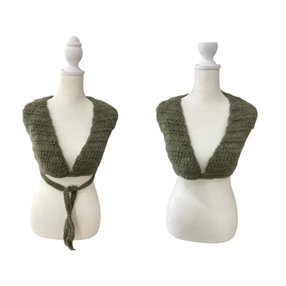 Handmade Crochet Dark Green Halter Top (NWT)